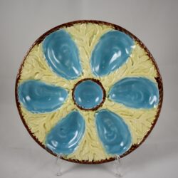 Fielding English Majolica Cream & Turquoise Oyster Plate - SOLD